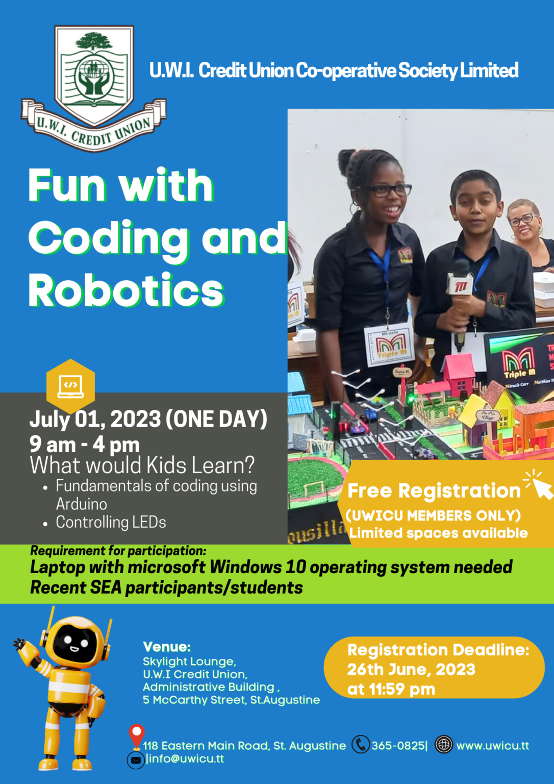 UWICU FUN WITH CODING AND ROBOTICS WORKSHOP 2023 | UWI Credit Union